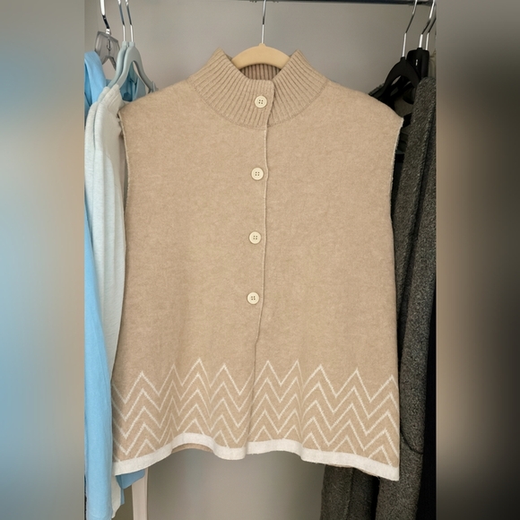 Boho Preppy Knit Cashmere Wool Lagenlook Artisy Career Cottagecore Cozy Vest - Picture 3 of 6